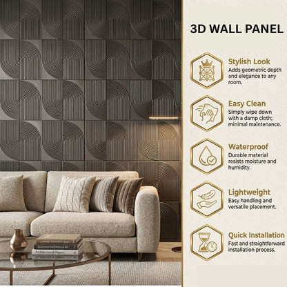 Ebony Wood Gray Self Adhesive 3D Panels Curve Design
