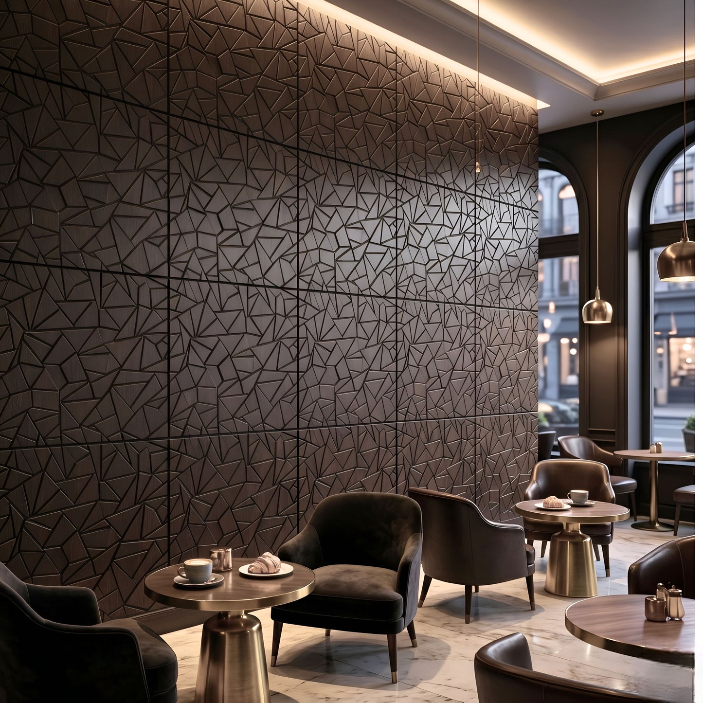 Wood Gray Self Adhesive 3D Panels Triangle Design