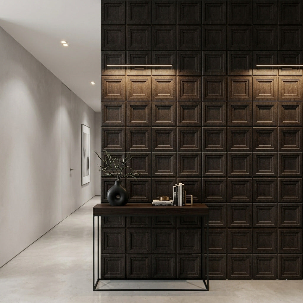 Wood Gray Square Box Design 3D Wall Panel-1