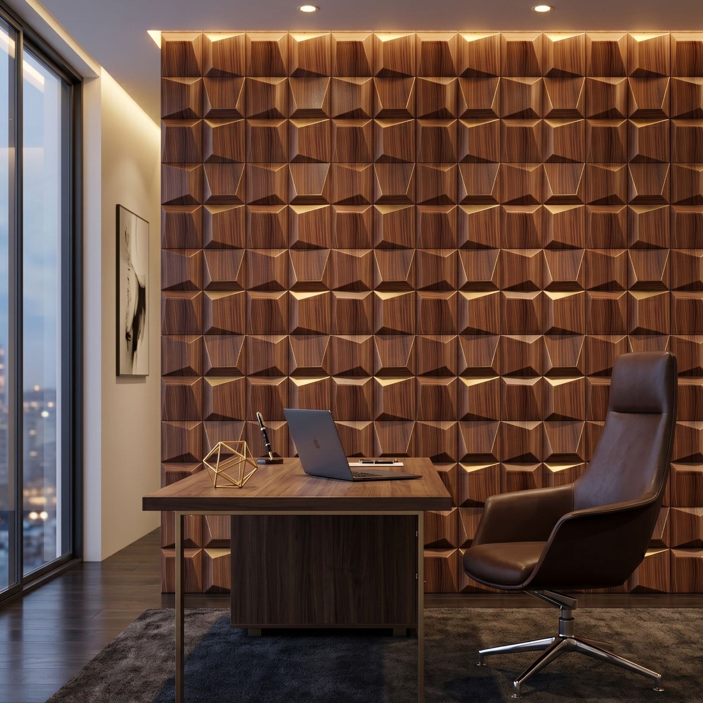 Wooden 3D Wall Panels Cube Design-1