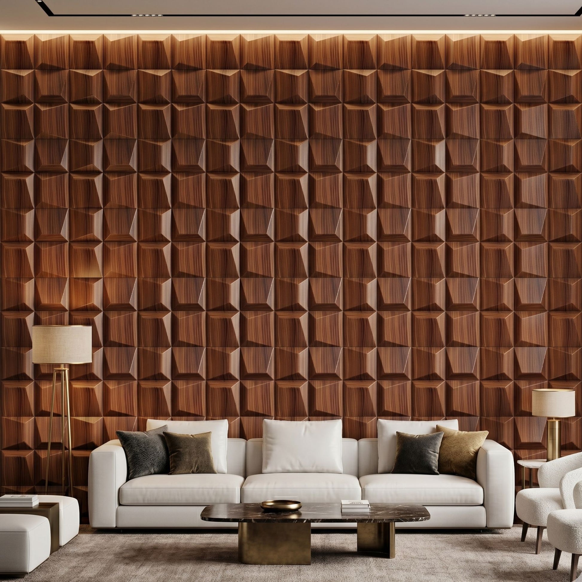 Wooden 3D Wall Panels Cube Design-2