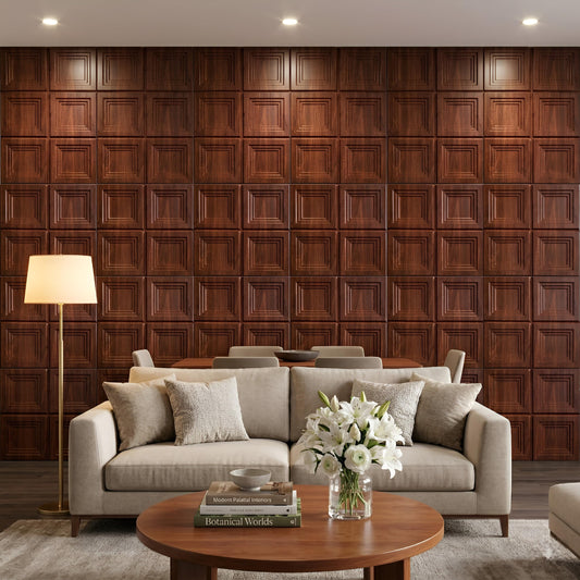 Wooden 3D Wall Panels Square Box Design