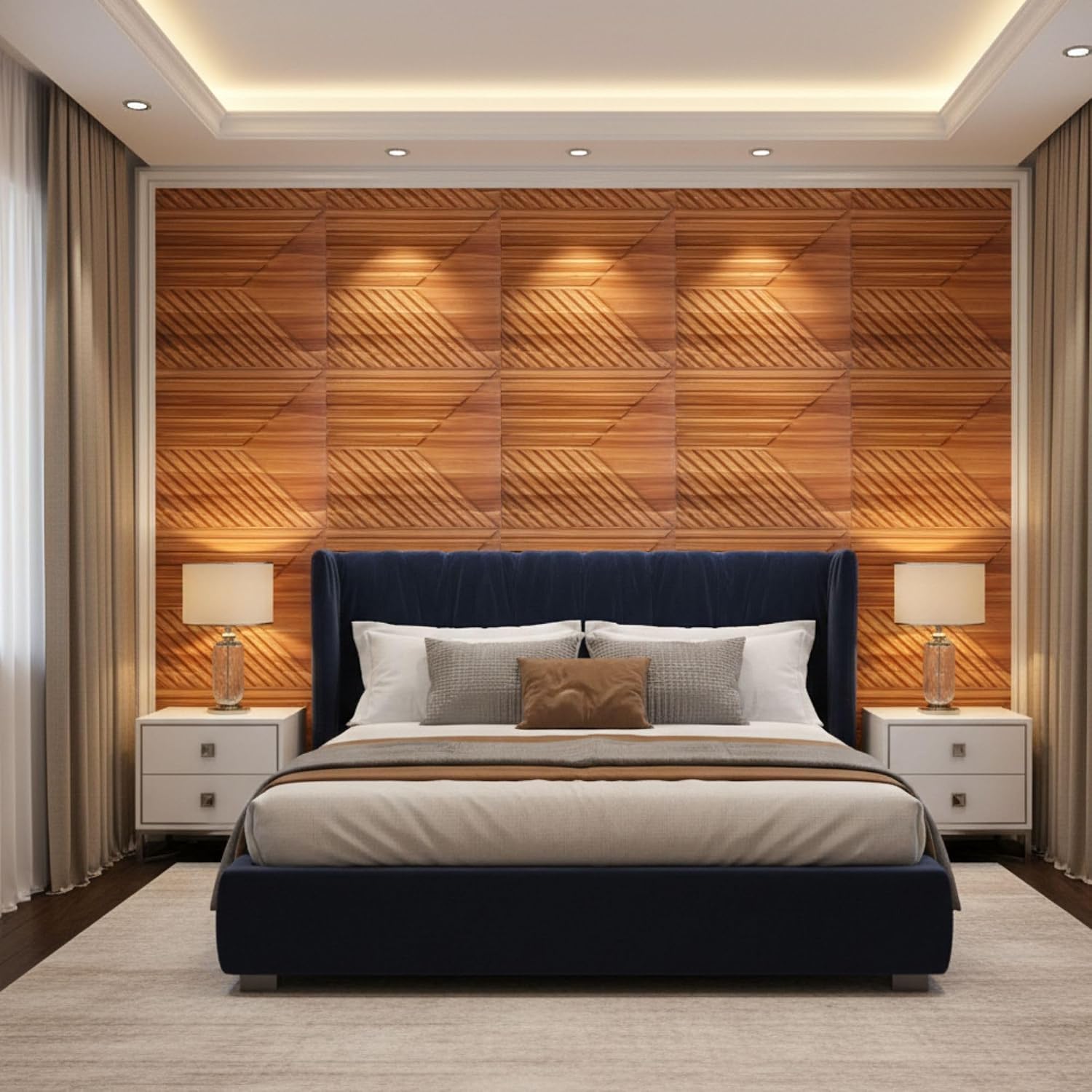 Wooden 3D Wall Panels Triple Stripe Design
