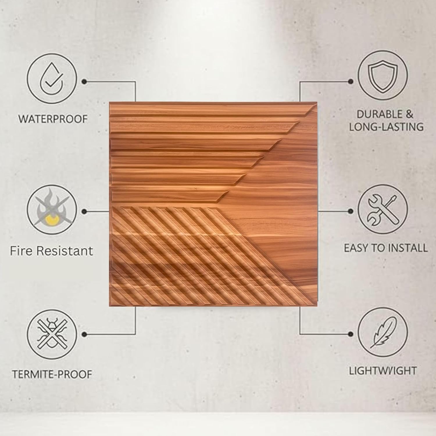 Wooden 3D Wall Panels Triple Stripe Design
