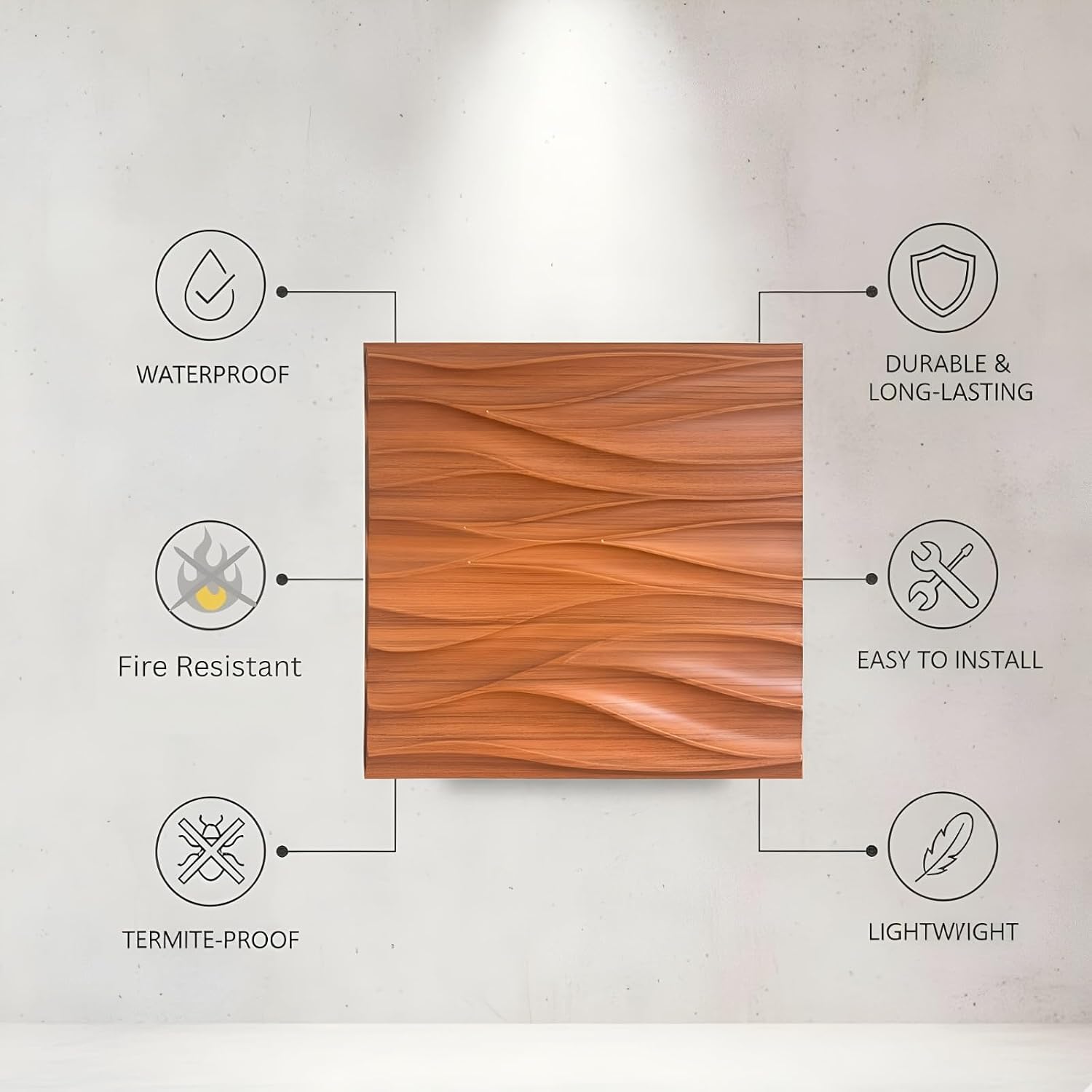 Wooden 3D Wall Panels Wave Design

