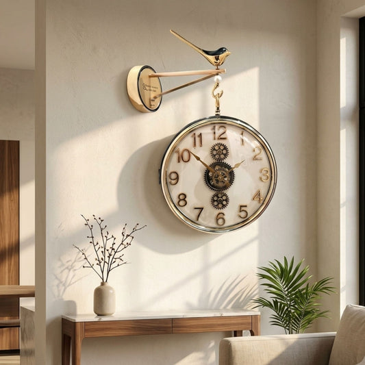 Classic Wall Clock Decorative Size-30 cm | White Black Birds