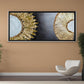 Handmade Embossed Canvas Art Painting With Wooden Frame for Wall Decor, Dual Semi-Circles Design, Size - 61 X 122 Cm