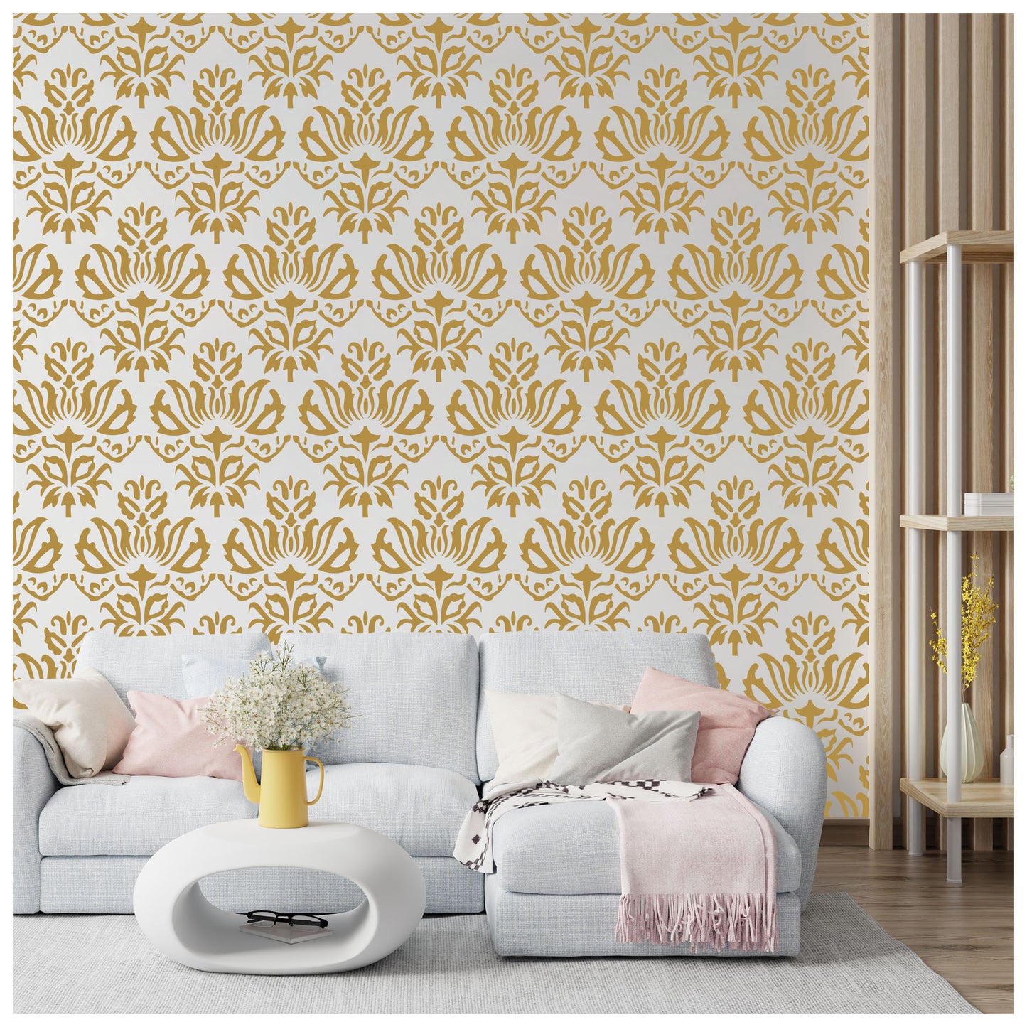 Damask Traditional Pattern Wall Stencil (KHSNT300)