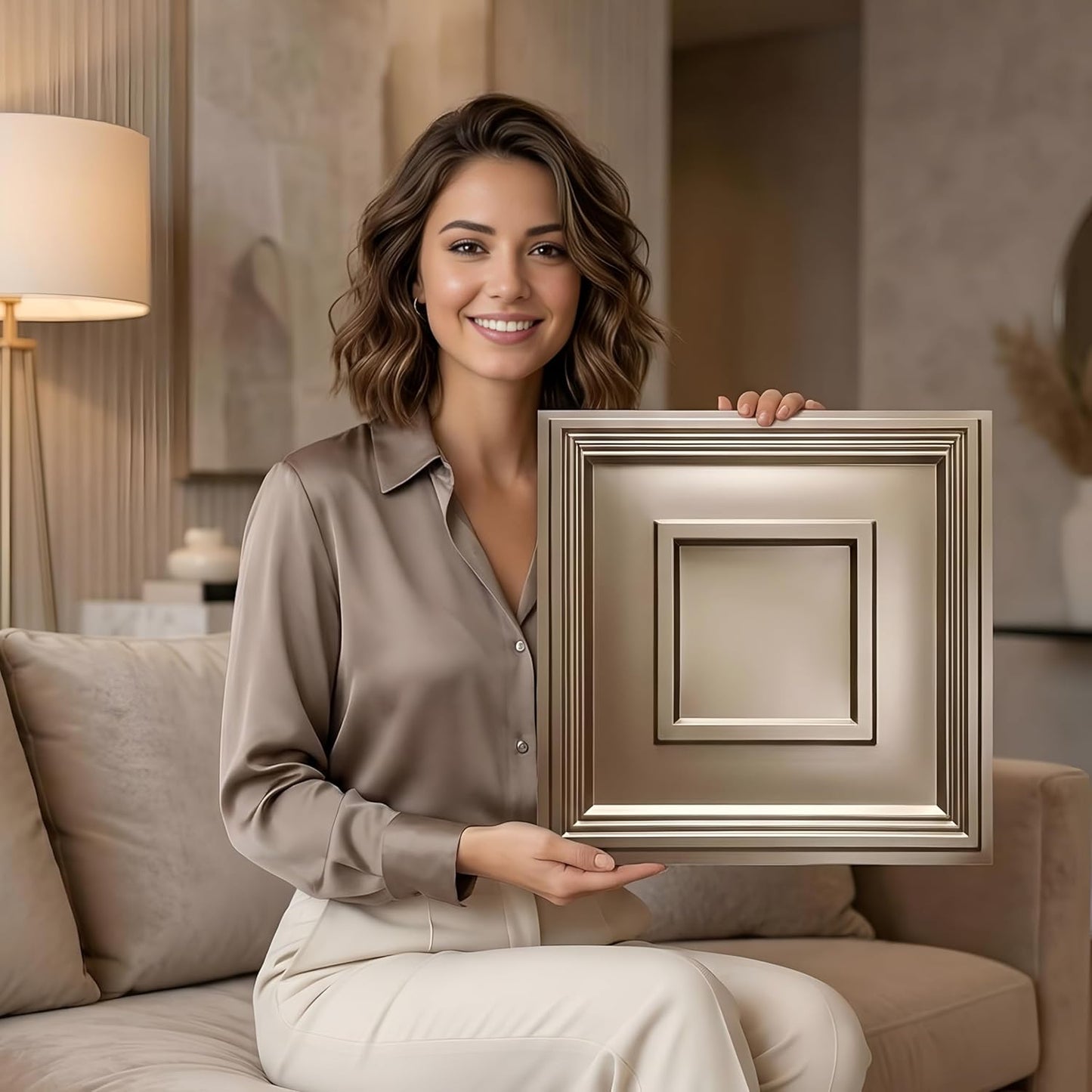 Modern PVC False Ceiling 60x60 cm - 4 Sq Ft Coverage- D080 Royal Finish