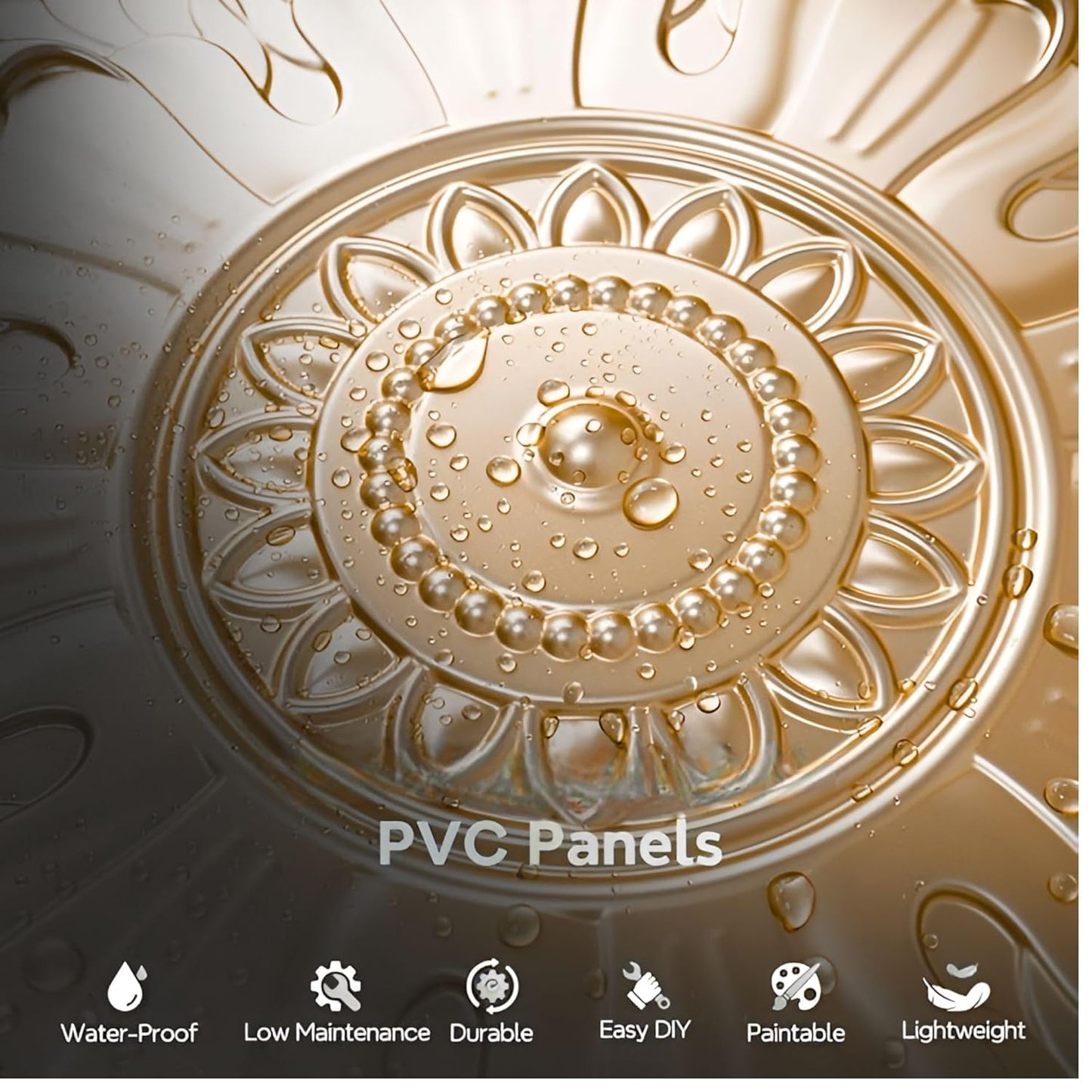Modern PVC False Ceiling 60x60 cm - 4 Sq Ft Coverage- D083 Royal Finish