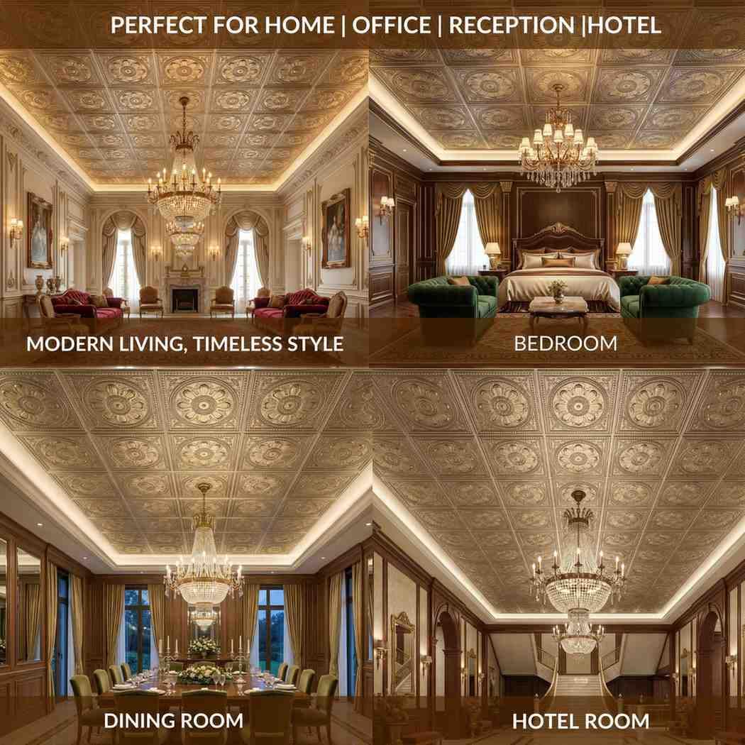 Modern PVC False Ceiling 60x60 cm - 4 Sq Ft Coverage- D083 Royal Finish