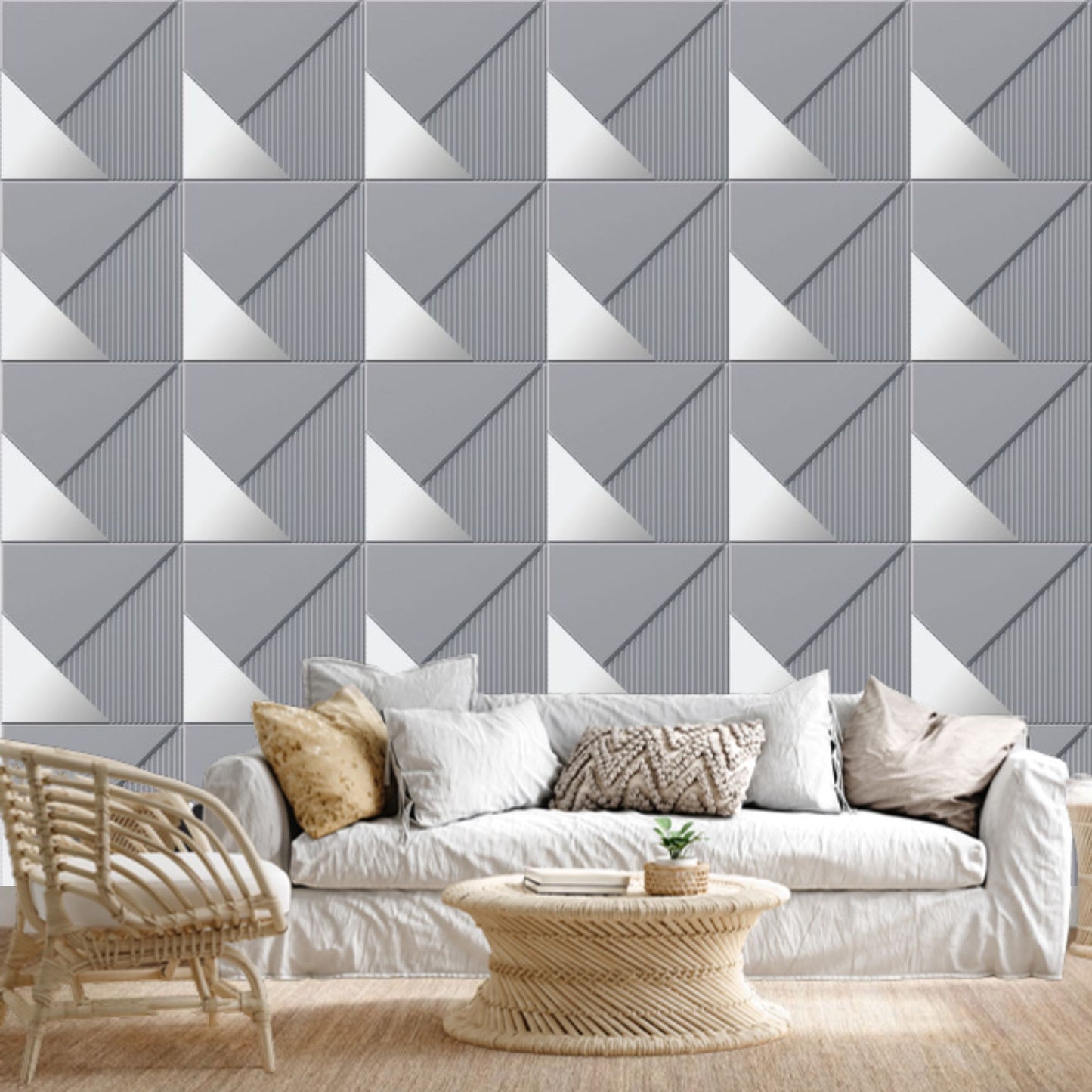 3D Mirror Wall Panels for Home Decor PVC Plaina Design 50X50 cm