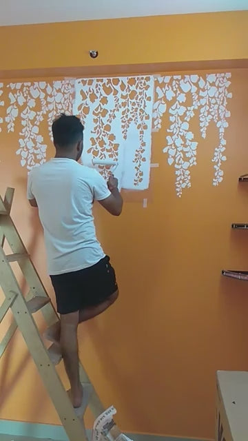 Floral Wall Design Stencil (KHS383)