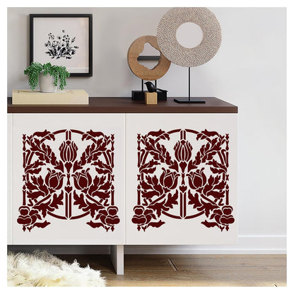 floral stencil wall