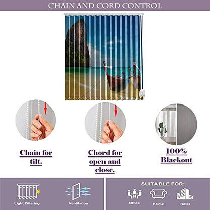 Vertical Blinds for Windows,French Door and Sliding Door Blinds for Smart Home Office, (Customized Size, Beach)
