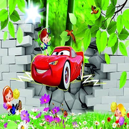 Printed Blackout Roller Blinds for Window - Kids Cartoon Car Printed Design Size