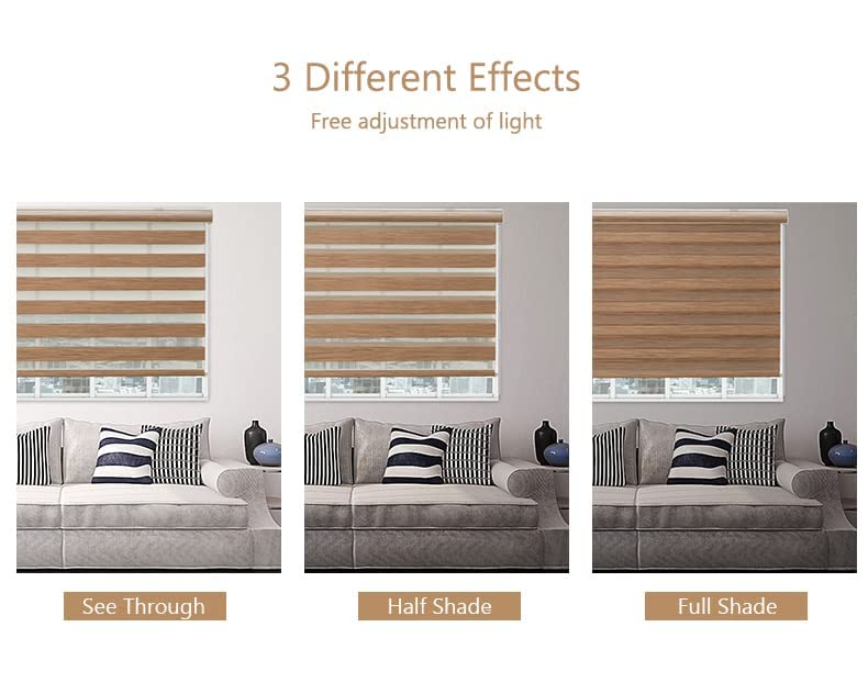 Zebra Blinds for Windows and Doors with Dual Shade, Horizontal Stripes, Blinds for Home & Office (Customized Size, Forest)