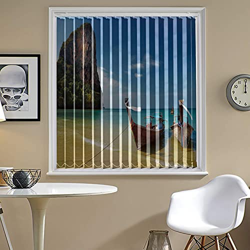 Vertical Blinds for Windows,French Door and Sliding Door Blinds for Smart Home Office, (Customized Size, Beach)