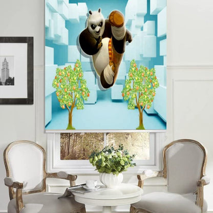 Printed Blackout Window Roller Blind Panda Cartoon Design
