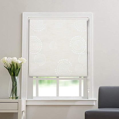 Blackout Fabric Window Roller Circle Design, White