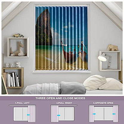 Vertical Blinds for Windows,French Door and Sliding Door Blinds for Smart Home Office, (Customized Size, Beach)