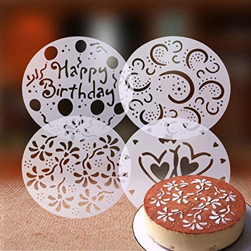 Floral Cake Stencils Design 7.9 inches Pack of 4