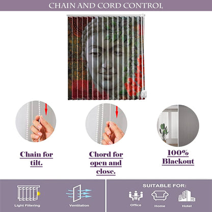 Vertical Blinds for Windows,French Door and Sliding Door Blinds for Smart Home Office, (Customized Size, Buddha Face)