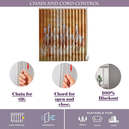 Vertical Blinds for Windows,French Door and Sliding Door Blinds for Smart Home Office, (Customized Size, Seven Running Horses)