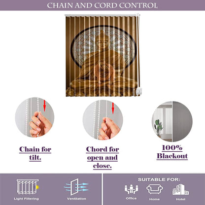 Vertical Blinds for Windows,French Door and Sliding Door Blinds for Smart Home Office, (Customized Size, Golden Buddha Statue)