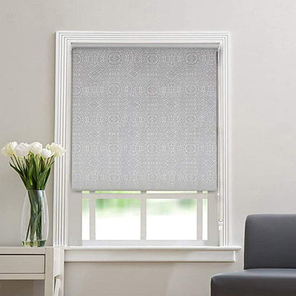 Blackout Fabric Window Roller Big Circle Design, Grey