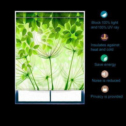 Printed Blackout Roller Blinds for Window - Leaf Art Design