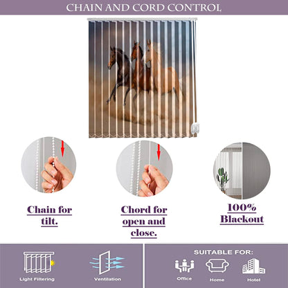 Vertical Blinds for Windows,French Door and Sliding Door Blinds for Smart Home Office, (Customized Size, Three Running Horses)