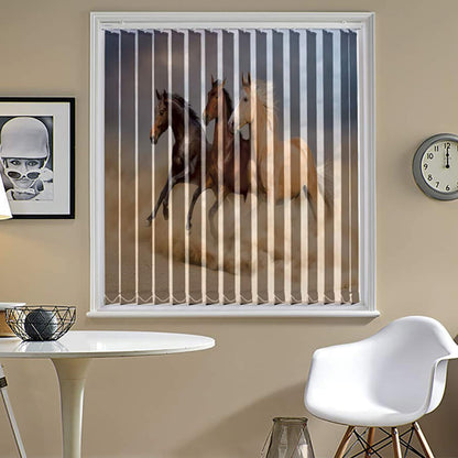 Vertical Blinds for Windows,French Door and Sliding Door Blinds for Smart Home Office, (Customized Size, Three Running Horses)