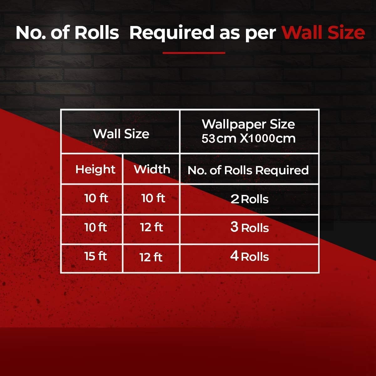 3D Latest Brick Design Red Wallpaper Roll for Home Walls 57 Sq Ft (0.53 m or 33 Feet)