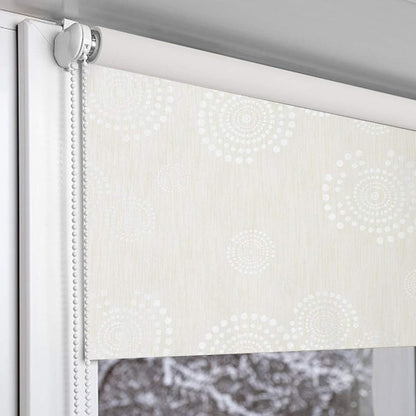 Blackout Fabric Window Roller Circle Design, White