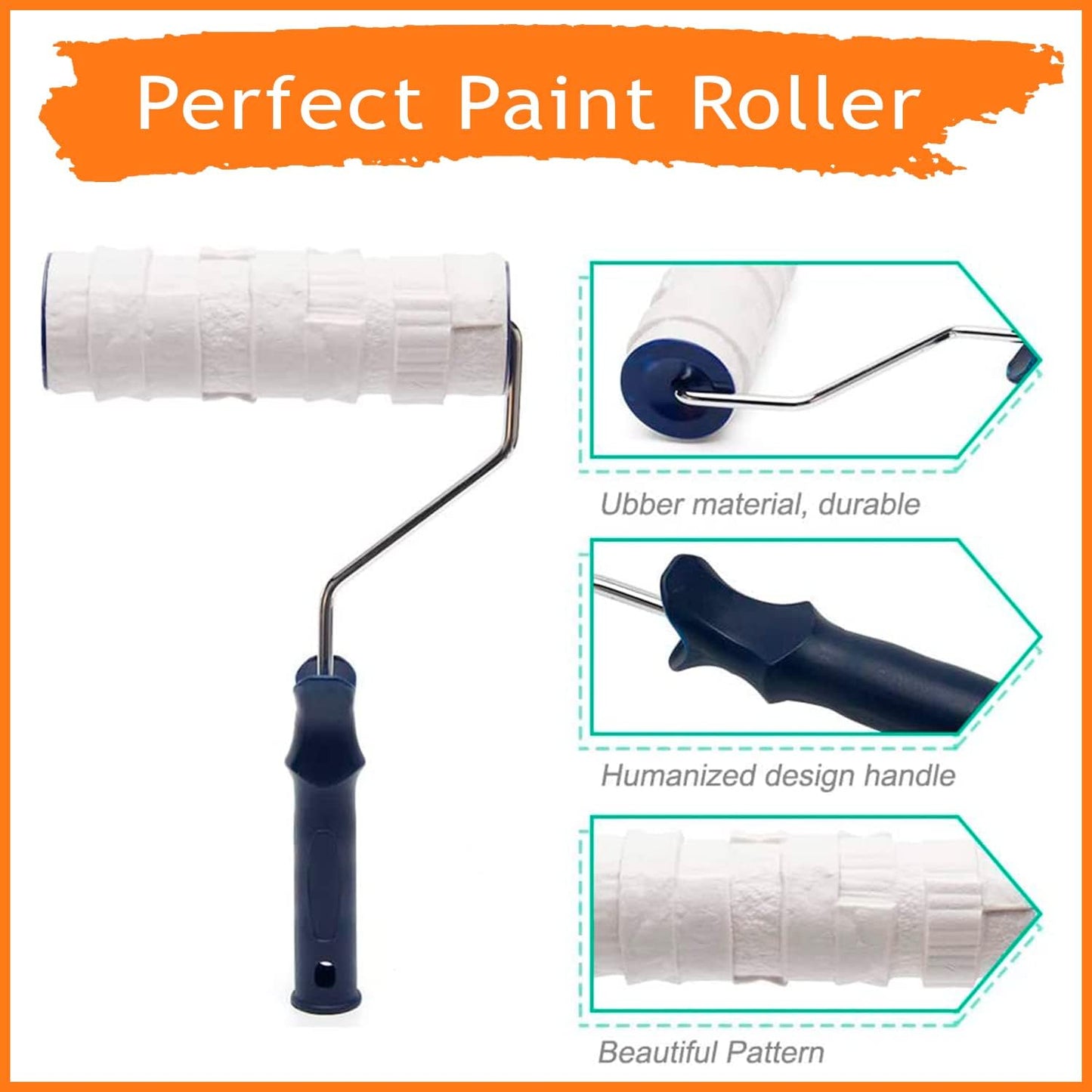 22.86 CM Classic Brick Pattern Design Texture Roller with Chrome Handle