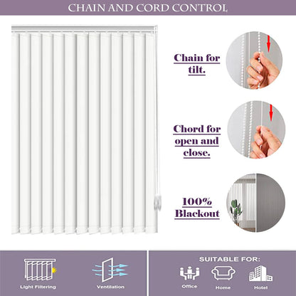 Vertical Blinds for Windows - Bedroom, Kitchen, Sliding Door, and Balcony | White