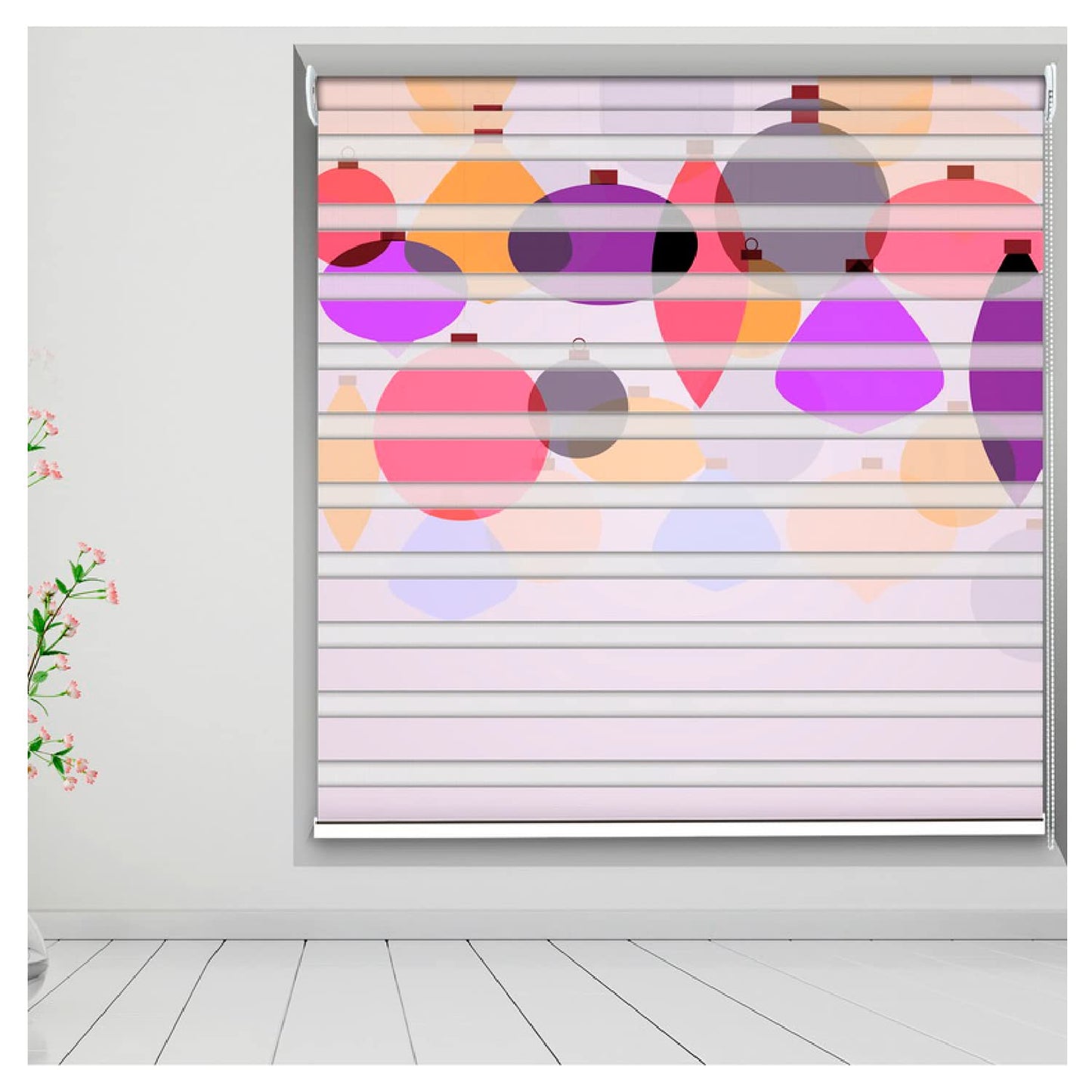 Zebra Blinds for Windows and Doors with Dual Shade, Horizontal Stripes, Blinds for Home & Office (Customized Size, Beacon Morden Art Design)