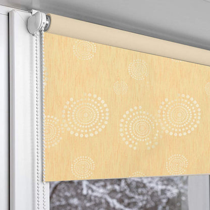 Blackout Fabric Window Roller Blind, Circle Design, Yellow