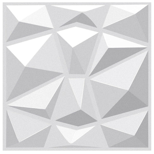 Kayra Decor White Leather Texture Diamond Design 3D PVC Wall Panels, Size-30.4 x 30.4 cm