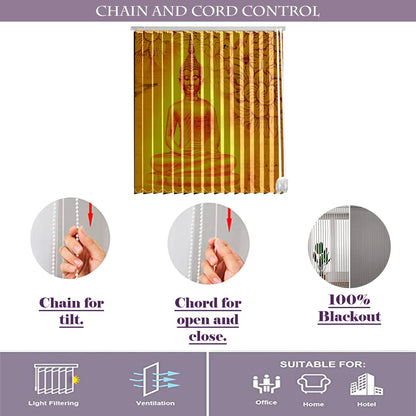 Vertical Blinds for Windows,French Door and Sliding Door Blinds for Smart Home Office, (Customized Size, Yellow Buddha)