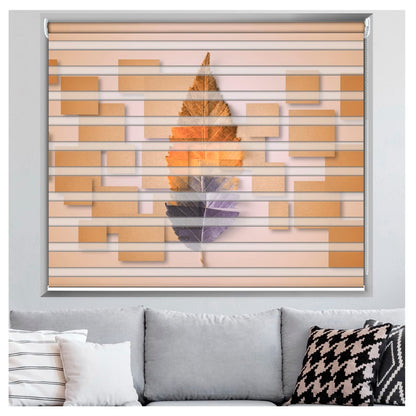 Zebra Blinds for Windows and Doors with Dual Shade, Horizontal Stripes, Blinds for Home & Office (Customized Size, Leaf Art-2)