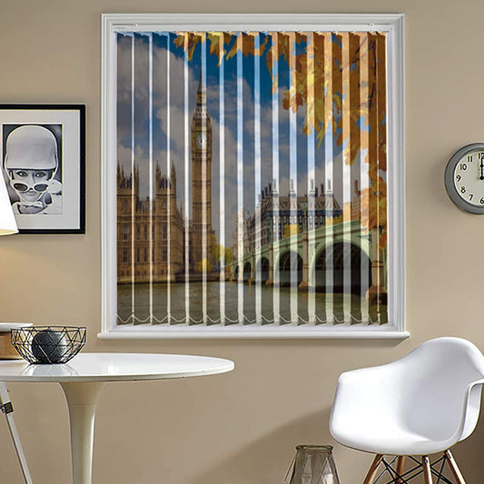 Vertical Blinds for Windows,French Door and Sliding Door Blinds for Smart Home Office, (Customized Size, Big Ben Tower)