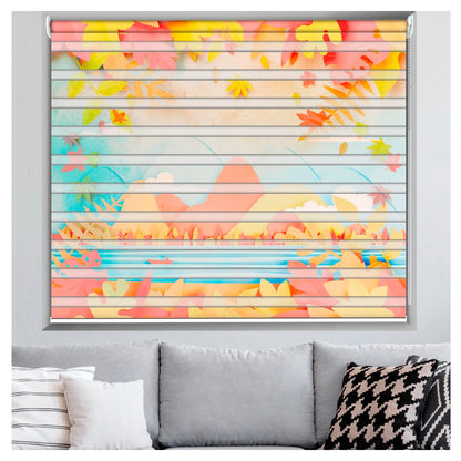 Zebra Blinds for Windows and Doors with Dual Shade, Horizontal Stripes, Blinds for Home & Office (Customized Size, Nature Art )