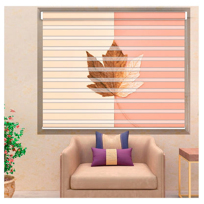 Zebra Blinds for Windows and Doors with Dual Shade, Horizontal Stripes, Blinds for Home & Office (Customized Size, Maple Leaf )
