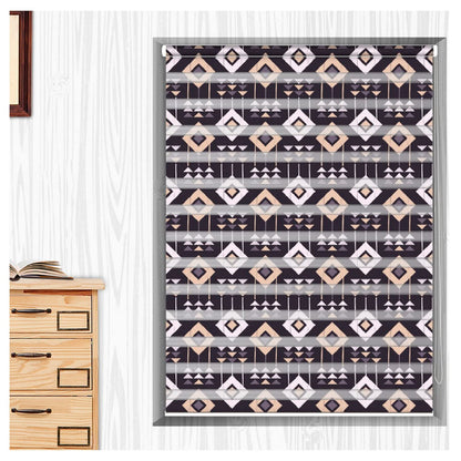Zebra Blinds for Windows and Doors with Dual Shade, Horizontal Stripes, Blinds for Home & Office (Customized Size, Tribal Art Design)
