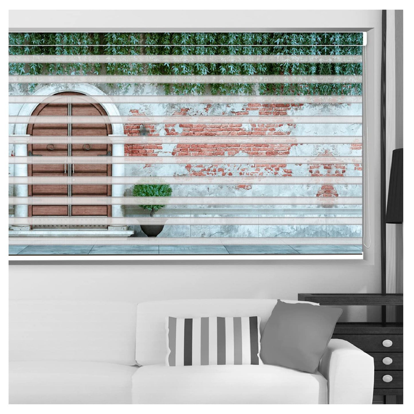 Zebra Blinds for Windows and Doors with Dual Shade, Horizontal Stripes, Blinds for Home & Office (Customized Size, Home Art)
