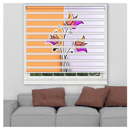 Zebra Blinds for Windows and Doors with Dual Shade, Horizontal Stripes, Blinds for Home & Office (Customized Size, Lotus Flower)