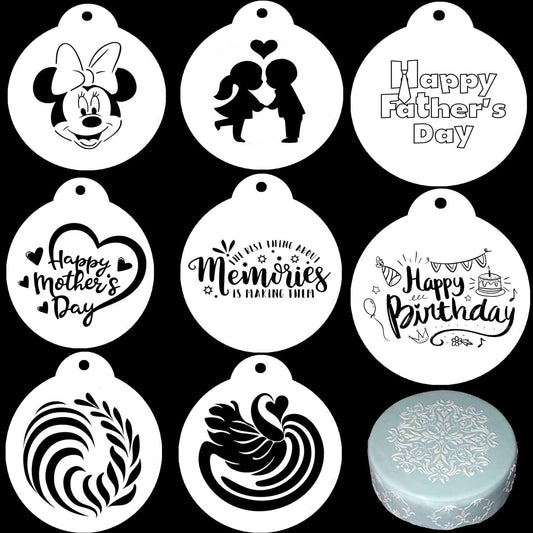 Top Cake Stencils Design 7.9 inches Pack of 8