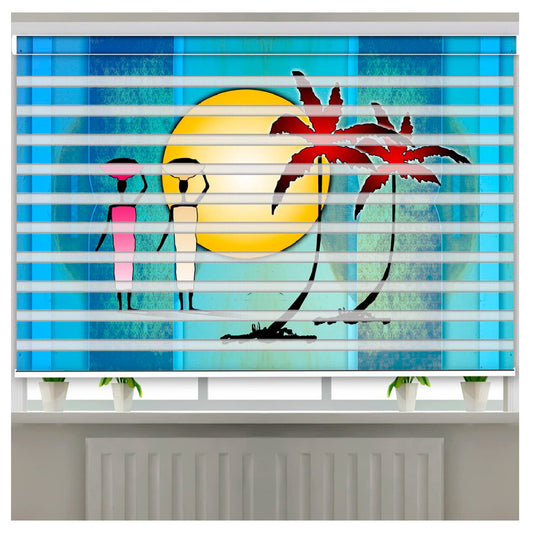 Zebra Blinds for Windows and Doors with Dual Shade, Horizontal Stripes, Blinds for Home & Office (Customized Size, Nature Painting Art Design)